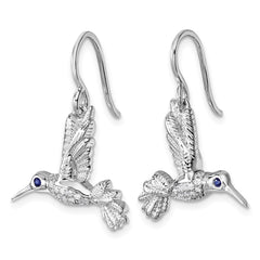 QW585 White Ice Sterling Silver Rhodium-plated Diamond and Sapphire Humming Bird Earrings