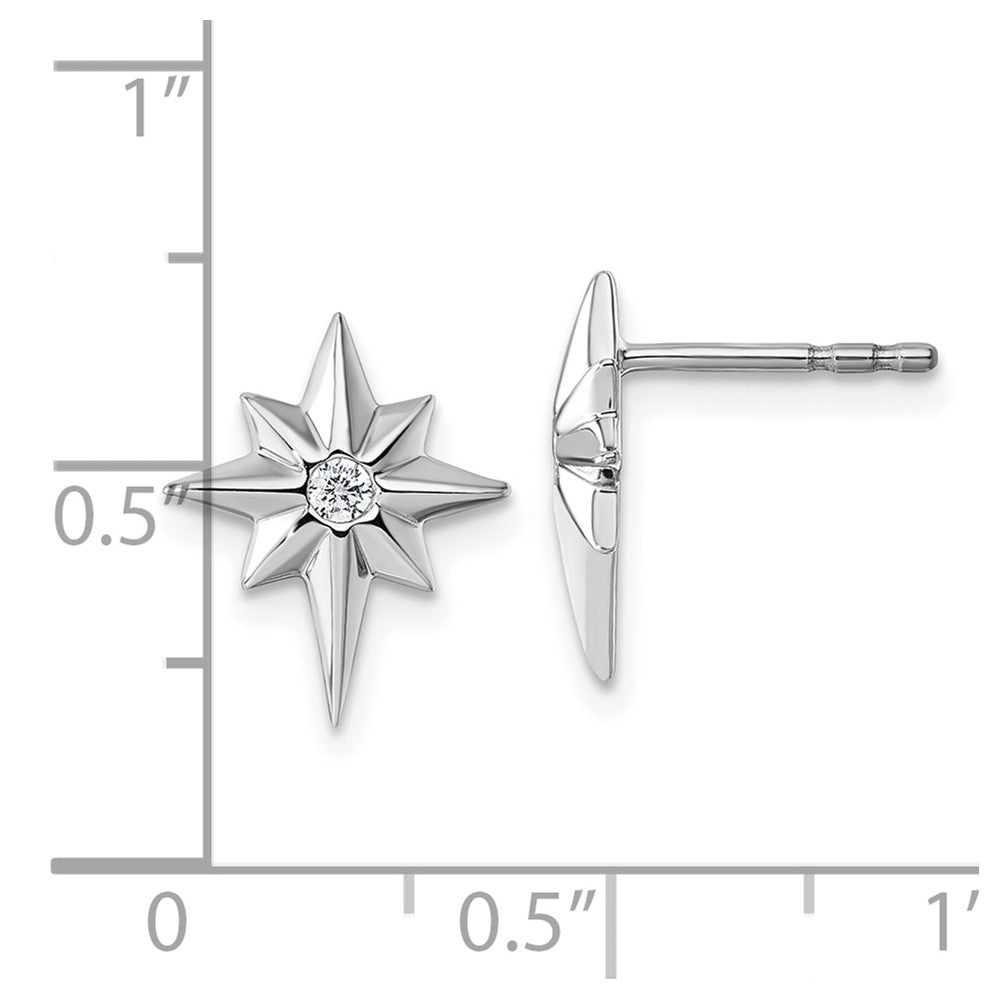 QW587 White Ice Sterling Silver Rhodium-plated Star with Diamond Post Earrings