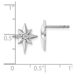 QW587 White Ice Sterling Silver Rhodium-plated Star with Diamond Post Earrings