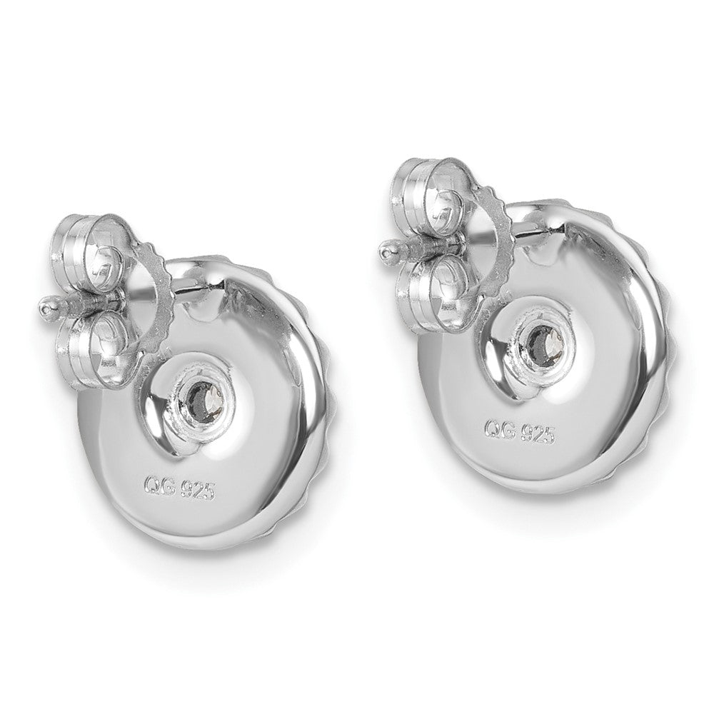 QW592 White Ice Sterling Silver Rhodium-plated Fanned Circle with Diamond Post Earrings