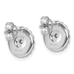 QW592 White Ice Sterling Silver Rhodium-plated Fanned Circle with Diamond Post Earrings