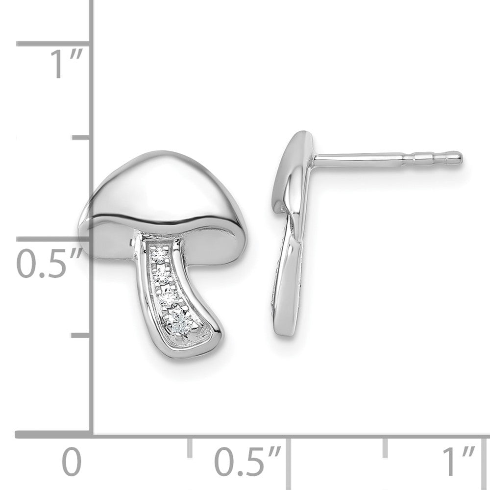 QW598 White Ice Sterling Silver Rhodium-plated Diamond Mushroom Earrings