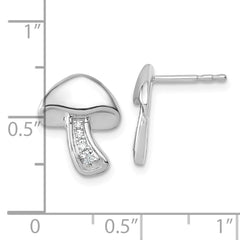 QW598 White Ice Sterling Silver Rhodium-plated Diamond Mushroom Earrings