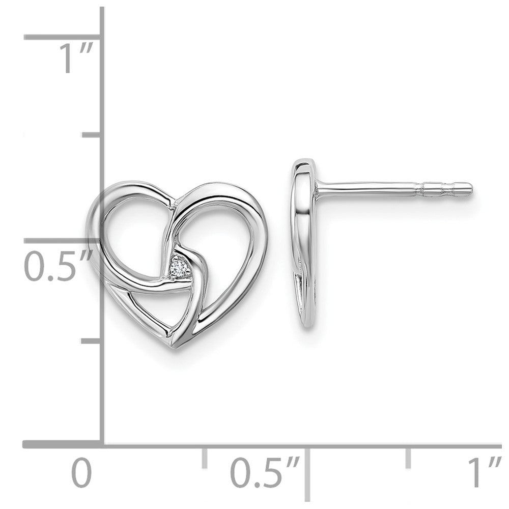 QW604 White Ice Sterling Silver Rhodium-plated Diamond Fancy Heart Post Earrings