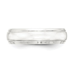 Sterling Silver 6mm Polished Domed with Grooved Beveled Edge Fancy Band Size 10