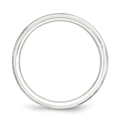 Sterling Silver 6mm Brushed Domed with Grooved Beveled Edge Fancy Band Size 11