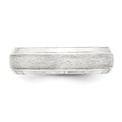 Sterling Silver 6mm Brushed Domed with Grooved Beveled Edge Fancy Band Size 11