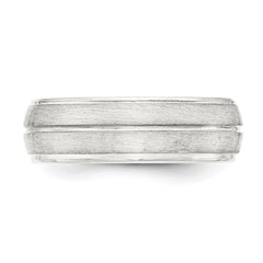 Sterling Silver 7mm Brushed Domed Grooved Fancy Band Size 10