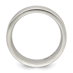 Sterling Silver 6mm Polished Flat Grooved Fancy Band Size 10