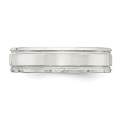 Sterling Silver 6mm Polished Flat Grooved Beveled Edge Fancy Band Size 10