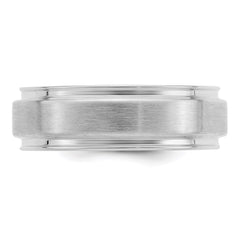 Sterling Silver Rhodium-plated 6mm Brushed Fancy Band Size 10