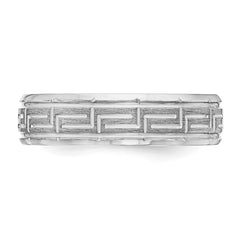 Sterling Silver Rhodium-plated 6mm Brushed Fancy Band Size 10