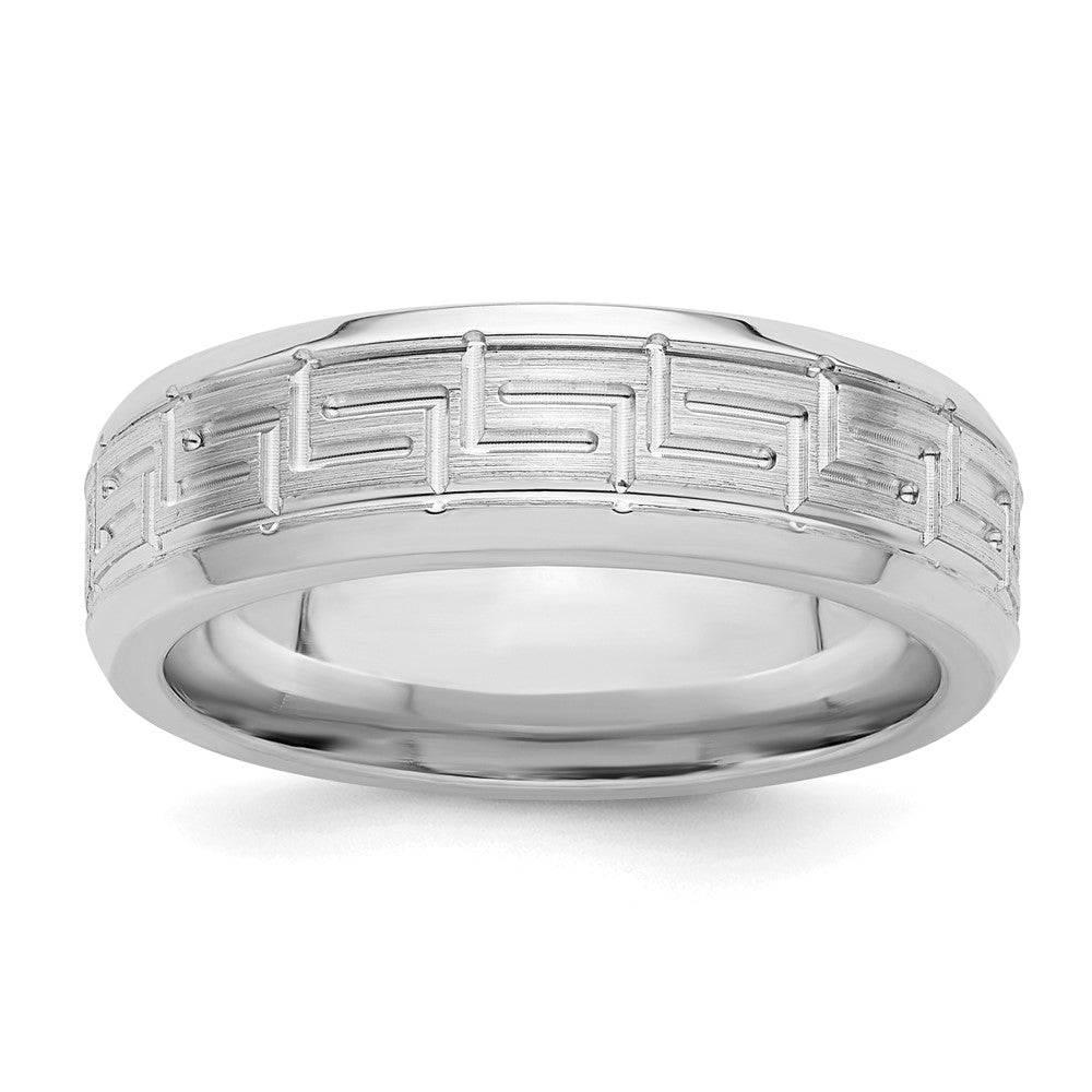 Sterling Silver Rhodium-plated 6mm Brushed Fancy Band Size 10