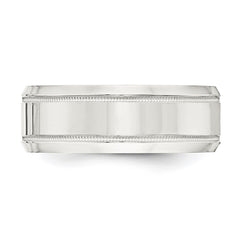 Sterling Silver 6mm Polished Flat Milgrain Beveled Edge Fancy Band Size 10