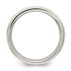 Sterling Silver 6mm Polished Flat Grooved Fancy Band Size 10