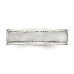 Sterling Silver 6mm Brushed Flat Grooved Fancy Band Size 10