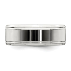 Sterling Silver 6mm Polished Flat Beveled Edge Fancy Band Size 10