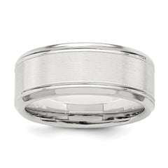 Sterling Silver 6mm Brushed Flat Beveled Edge Fancy Band Size 10