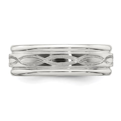 Sterling Silver 7mm Polished Flat Intertwined Design Beveled Edge Fancy Band Size 10