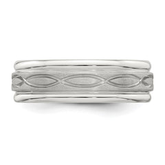Sterling Silver 7mm Brushed Flat Intertwined Design Beveled Edge Fancy Band Size 10
