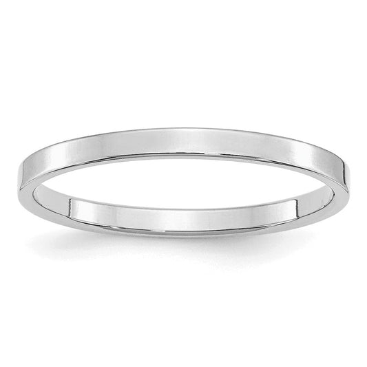 Sterling Silver Rhodium-plated 2mm Flat Size 10 Band