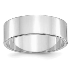 Sterling Silver Rhodium-plated 7mm Flat Size 10 Band