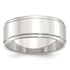 Sterling Silver 8mm Flat with Step Edge Size 10 Band