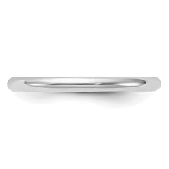 Sterling Silver Rhodium-plated 2mm Half-Round Size 6.5 Band