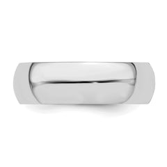 Sterling Silver Rhodium-plated 6mm Half-Round Size 10 Band