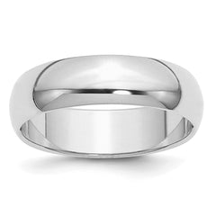 Sterling Silver Rhodium-plated 6mm Half-Round Size 10 Band