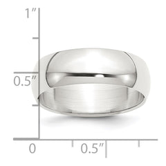 Sterling Silver 7mm Half Round Size 10 Band