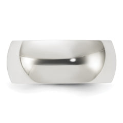 Sterling Silver 8mm Half Round Size 10 Band