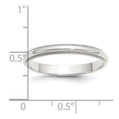 Sterling Silver 3mm Half Round Milgrain Size 10 Band