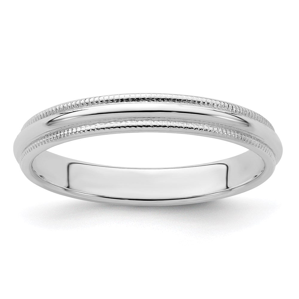 Sterling Silver 3mm Half Round Milgrain Size 10 Band