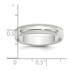 Sterling Silver 5mm Half Round Milgrain Size 10 Band