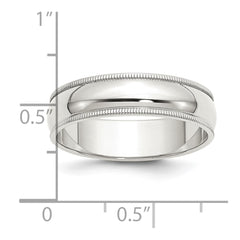Sterling Silver 6mm Half Round Milgrain Size 10 Band