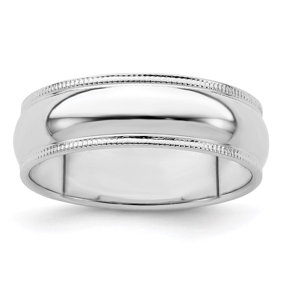 Sterling Silver 6mm Half Round Milgrain Size 10 Band