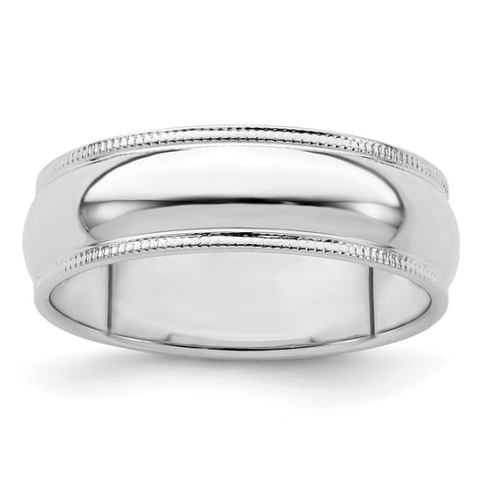 Sterling Silver 6mm Half Round Milgrain Size 10 Band
