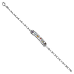 Sterling Silver Rhodium-plated Rainbow Multi Gemstone 7.5in Bracelet QX1001RB