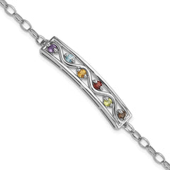 Sterling Silver Rhodium-plated Rainbow Multi Gemstone 7.5in Bracelet QX1001RB