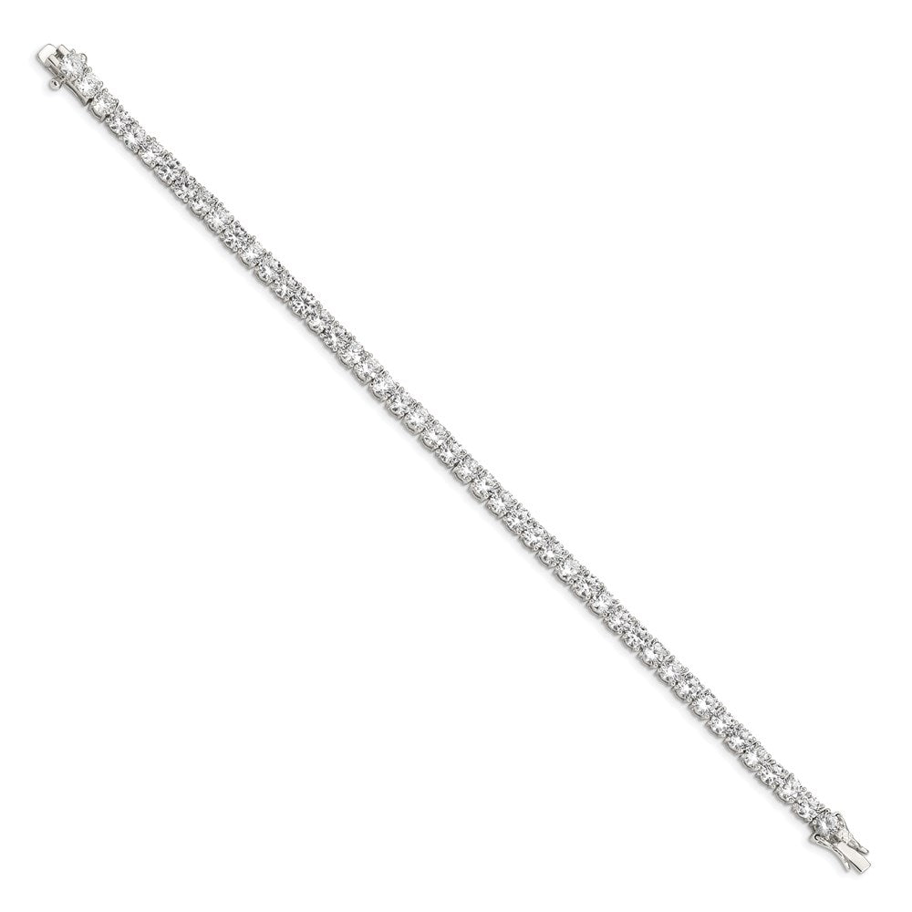 Sterling Silver Rhodium-plated CZ Tennis Bracelet QX107CZ