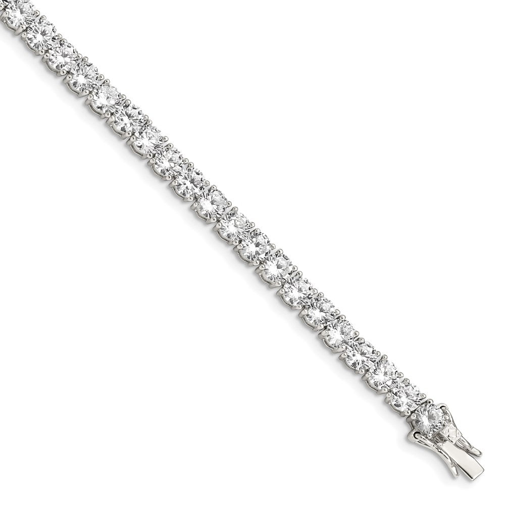 Sterling Silver Rhodium-plated CZ Tennis Bracelet QX107CZ