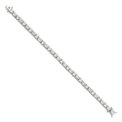 Sterling Silver Rhodium-plated Baguette and Round CZ Bracelet QX111CZ