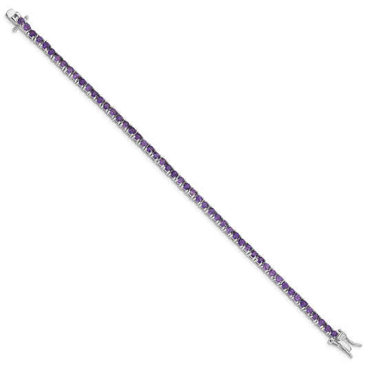 Sterling Silver Rhodium-plated Amethyst Bracelet QX133AM