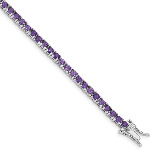 Sterling Silver Rhodium-plated Amethyst Bracelet QX133AM
