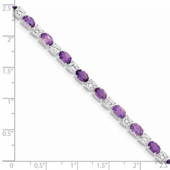 Sterling Silver Rhodium-plated Amethyst & CZ Bracelet QX140AM
