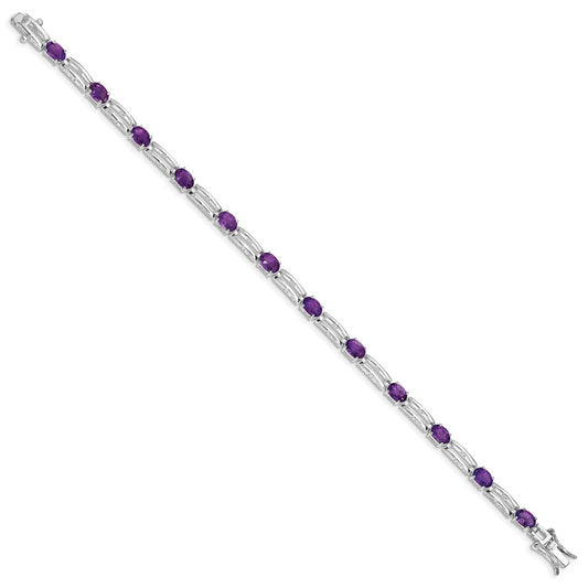 Sterling Silver Rhodium-plated Amethyst Bracelet QX143AM
