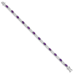 Sterling Silver Rhodium-plated Amethyst Bracelet QX143AM