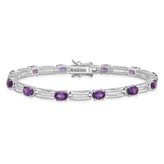 Sterling Silver Rhodium-plated Amethyst Bracelet QX143AM