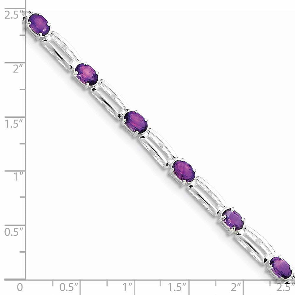 Sterling Silver Rhodium-plated Amethyst Bracelet QX143AM